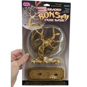 NWT Deadstock Retro Vintage 80's Metallic Gold BEADED BONSAI TREE BASE 29400 CCA